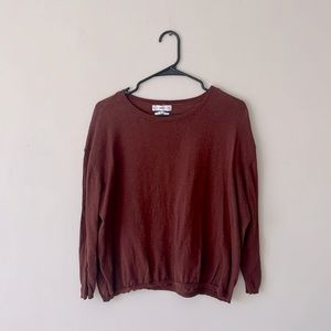 Mango Womens coffee brown linen sweater medium nwot